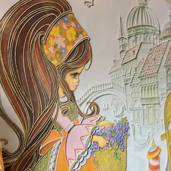 Rare Fashionabelles Wooden Wall Hanging Plaque - Groovy Big Eye Girl Art 1973 - Picture 7 of 11